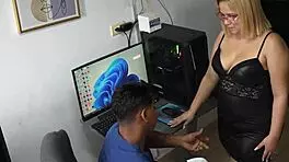 hard sex in office with latina babe