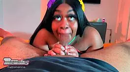 beauty gets sloppy and snatches souls with wet blowjob