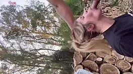 Aline Novak's delicious blowjob in woods