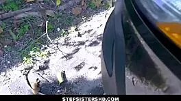 Kitty carrera sucks johnny tattoo's dick after car crash pov