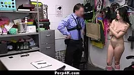 teen shoplifter at shop lets loss prevention officer fill her pussy with his cock - perp4k