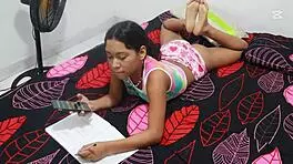 i'm helping my beautiful colombian with her schoolwork. she lets me fuck her like a schoolgirl.