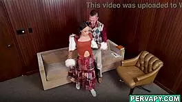 lola aiko gags on dr fitzwells massive cock and bends over the couch so he can ram his dick deep inside her needy little 18+ pussy!