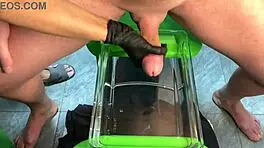 Mature Milf Handjob Cumshot in Aquarium