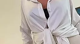 busty teen 18+ loves sucking big fat dick - pov blowjob