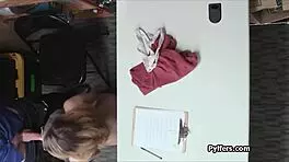 Teen in tight dress gets caught lifting at work.