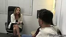 Milf doctor spies on couple and joins for intense threesome in hospital.