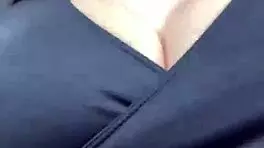 Stepmother with big boobs walks outside