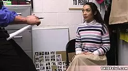 skinny gypsy shoplifter sarah caught again and this time her brown pussy will get a punish fuck