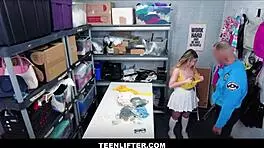 teenlifter - cute big ass blonde teen caught shoplifting gets strip searched and fucked by big cock mall cop after deal - aria banks london ford