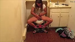 Shooting off a load of hot cum in my friend's bathroom, oh shit