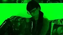 Beth kinky sexy goth domina smoking in green light