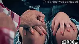 Mature caring stepdad fucks horny teen stepdaughters hairy pussy