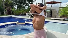 Young Colombian Woman Exercises Outdoors On The Street And Gets Invited Inside By A Stranger