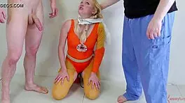 blonde teen endures rough piledriver anal domination with bondage and ass to mouth