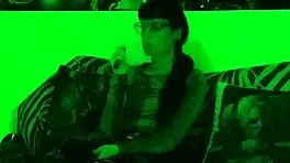 Beth kinky sexy goth domina smoking in green light