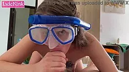 Snorkel Girl Gives Sloppiest Blowjob and Cum Swallow