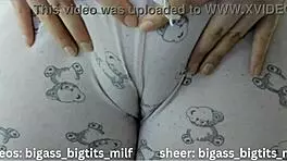 Camel toe pajama with huge tits and wet pussy 😍