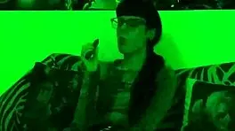 Beth kinky sexy goth domina smoking in green light