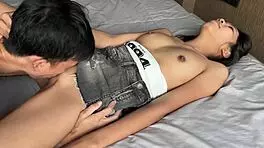 asian babe feels intense orgasm while getting licked and cum in mouth