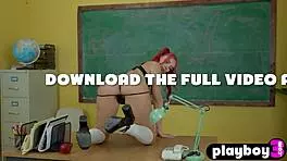 Stunning teen with big tits poses in uniform, showing beautiful body