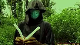 Mature MILF babe enjoys getting fucked by big black cock in local bush, wet hairy pussy creampie