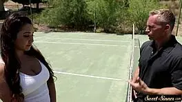 Does curvy teen babe ride stiff cock?