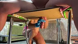 Domina freely uses muscular guy's huge cock with passionate handjob 😈