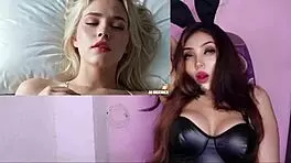 The blonde in lingerie got filled with cum because she was so hot.
