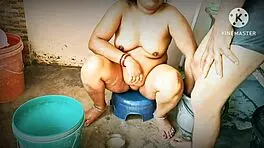 Desi milf gets rough bathroom fucking from boys