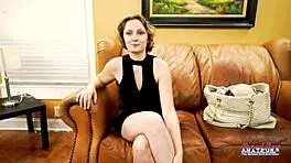 Brunette coed Nikki P gives a deep rimjob and BJ to a juicy cock to ride