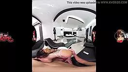 Tattooed latina babe intensely works out in vr