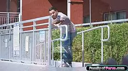 petite brunette chanel camryn, do you want to give my big cock a footjob using your small tits?