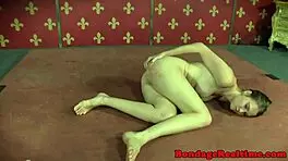 submissive teen gets dominated by sybian machine