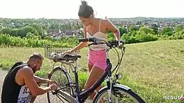 SKINNY German Latina Teen Christy Ley Gives RISKY OUTDOOR FUCK with Stranger!