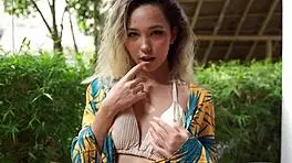 tropical asian blonde gets pounded doggy style