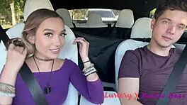 Sexy teen 18+ fucking on road trip pulls over for a facial - lustery