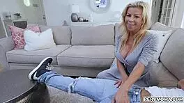 alexis fawx is a busty blonde milf that loves pleasuring her beloved stepson even when he has friends around she gave him a sloppy blowjob on a couch