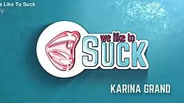 Karina Grand sucking cock and messy facial