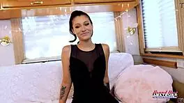 raven lane masturbates her wet pussy on the couch.