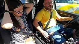 Inked nymphomaniac latina teen seduces driver at public beach