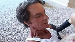 German blonde pornstar annette schwarz gets femdom anal sex by old guy with toys and cock before swallowing load