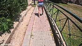 Hey, this eighteen teen is wetting her wet pussy outdoors in public sport toilet fetish feet 😏💦