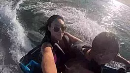 Teen latina with big ass experiences first time on beach jet ski