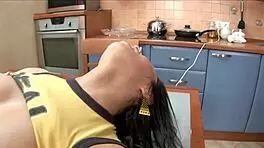 Masturbating brunette teen in lingerie gets fucked by big cock in bed