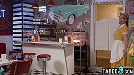 Ebony lesbian teen alexis tae eating blonde milf waitress juicy pussy