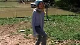 My cute neighbor strips and teases her slim body while masturbating her pussy