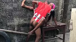 newly married couple slutting out in backyard