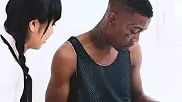 Large Cock Black Dude Pounds Diminutive Asian Whore Bent Over in Hardcore Interracial Fucking!