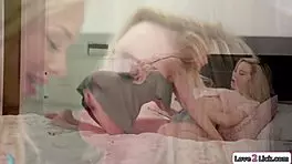 blonde sneaks in to rim her roommate's juicy ass late night